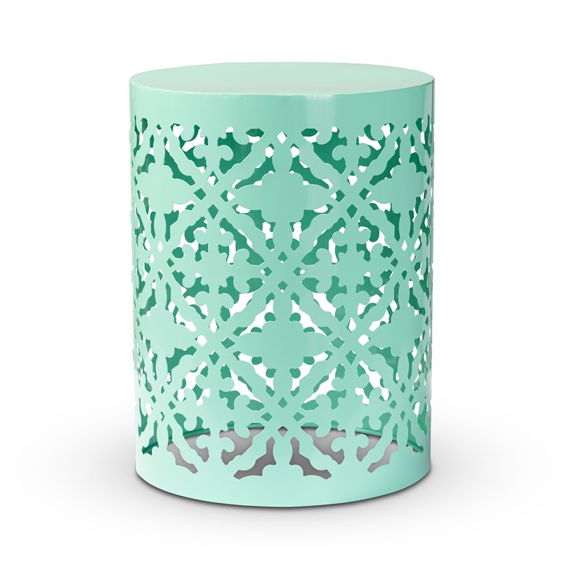 afuera living modern aqua blue finished metal outdoor side table