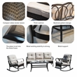 Afuera Living Steel Rectangle Patio Coffee Table in Black with Tempered Glass