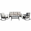 Afuera Living Steel Rectangle Patio Coffee Table in Black with Tempered Glass