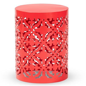 Afuera Living Contemporary Metal Outdoor Side Table in Red Finish