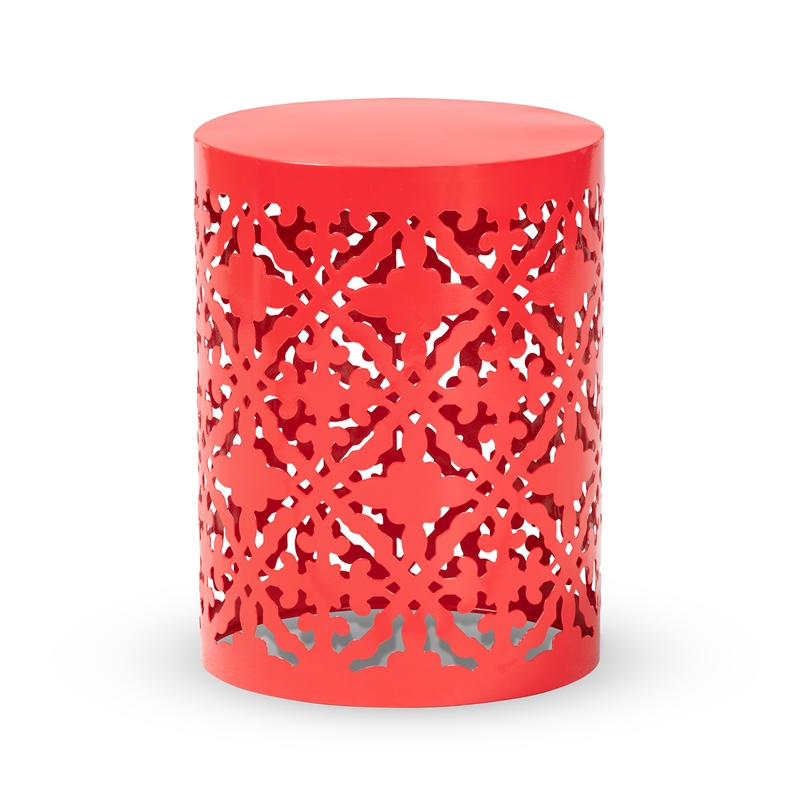 Afuera Living Contemporary Metal Outdoor Side Table in Red Finish