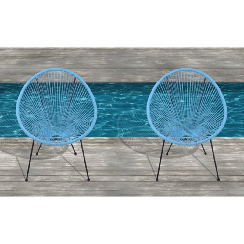 Afuera Living Modern Metal Patio Chairs in Turquoise (Set of 2)