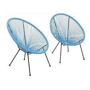 Afuera Living Modern Metal Patio Chairs in Turquoise (Set of 2)