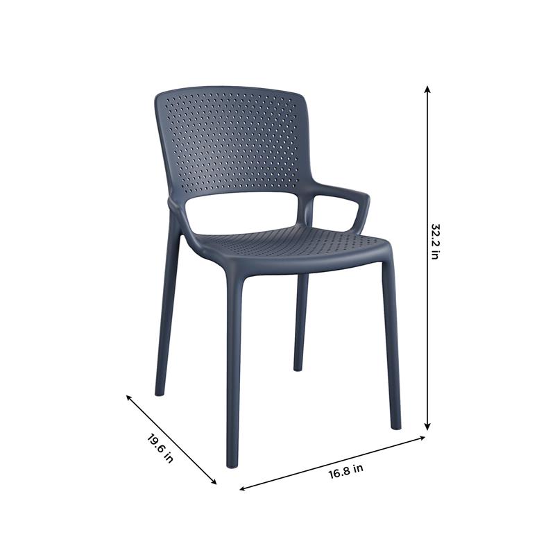 Afuera Living Outdoor/Indoor Stacking Resin Chair in Navy (2-Pack)