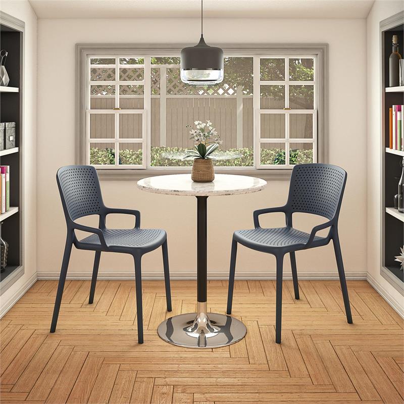 Afuera Living Outdoor/Indoor Stacking Resin Chair in Navy (2-Pack)