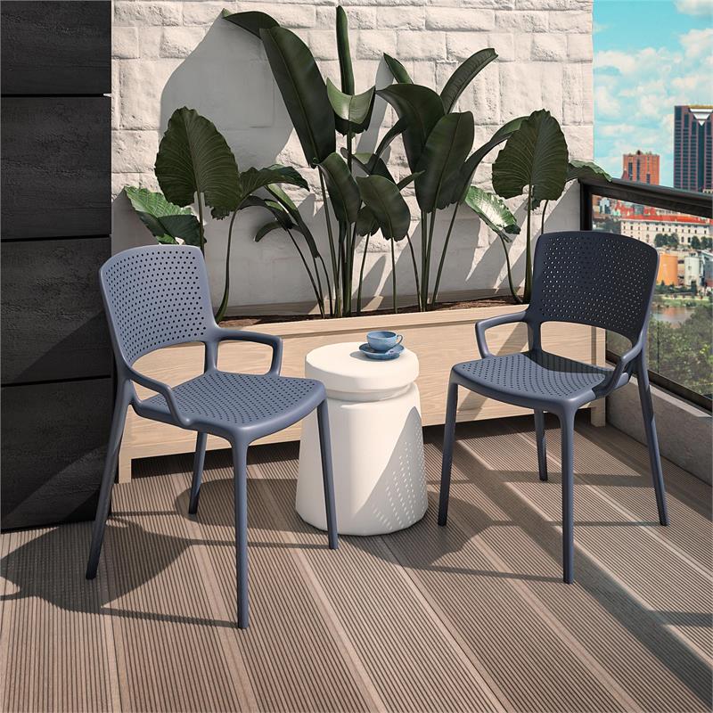 Afuera Living Outdoor/Indoor Stacking Resin Chair in Navy (2-Pack)