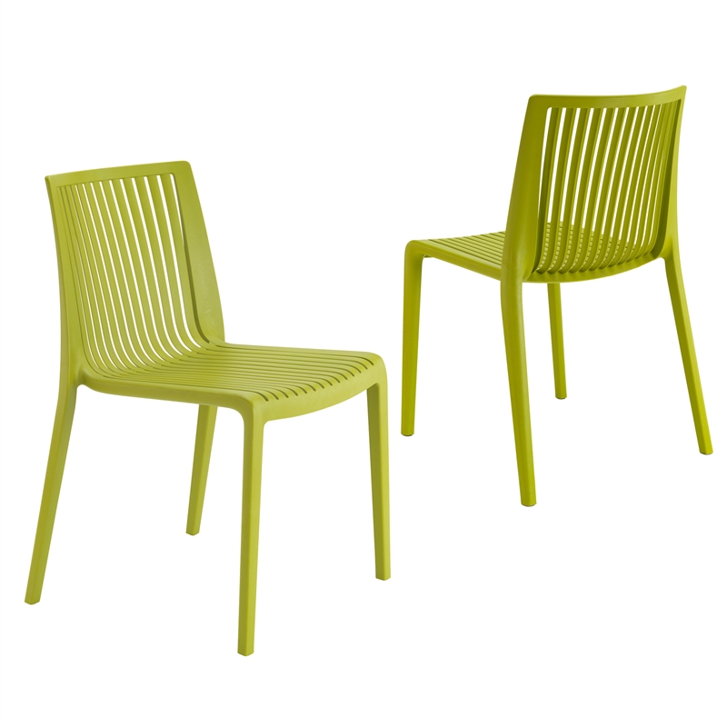 Afuera Living Resin Patio Stackable Dining Chair in Green - (Set of 2)