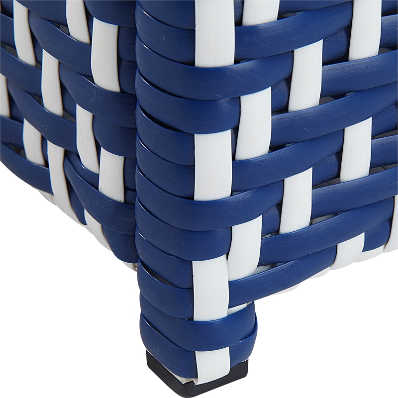 Afuera Living Outdoor Aluminum & Wicker Outdoor Trash Can in Navy