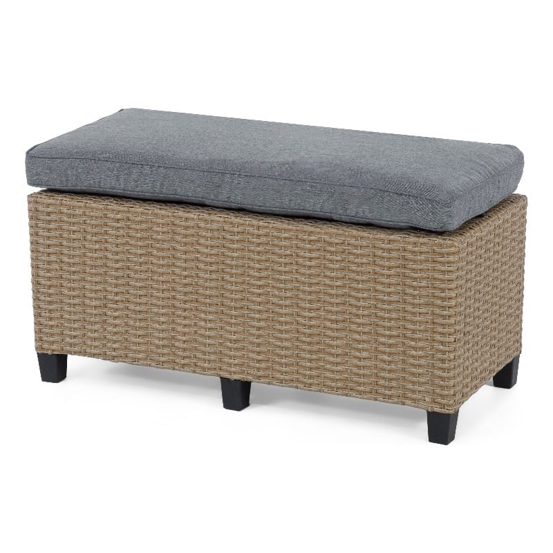 Afuera Living Outdoor Patio Bench in Natural PE Wicker / Rattan