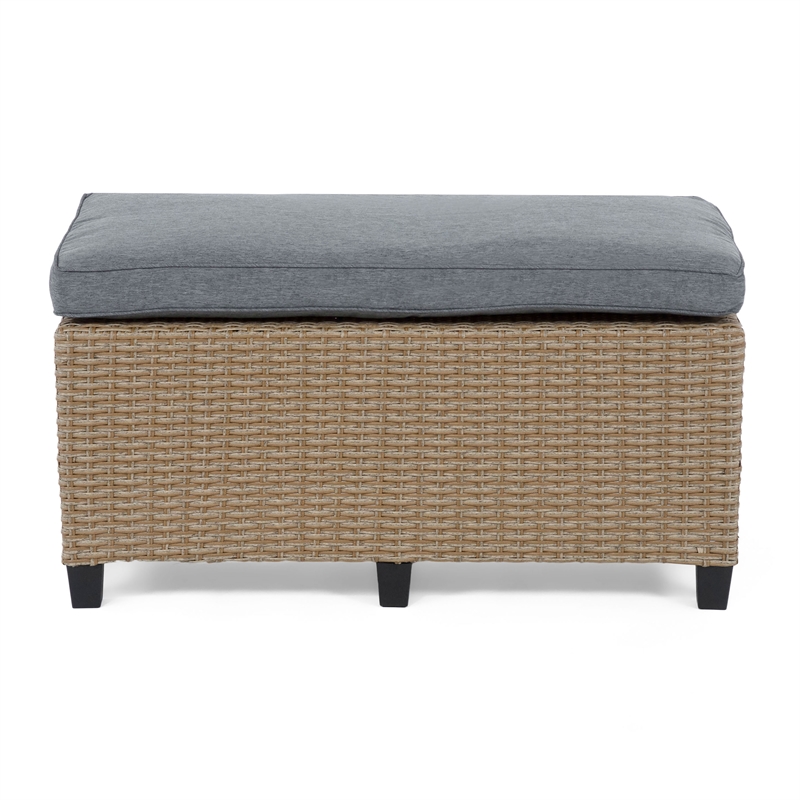 Afuera Living Outdoor Patio Bench in Natural PE Wicker / Rattan