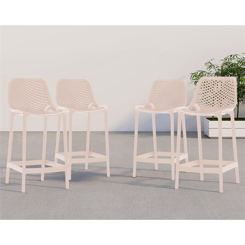 Afuera Living Contemporary Pink Outdoor Patio Stool (Set of 4)