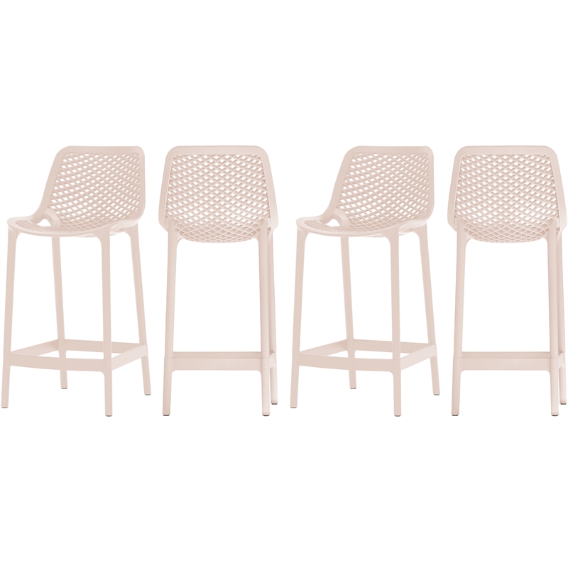 Afuera Living Contemporary Pink Outdoor Patio Stool (Set of 4)