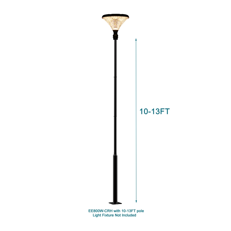 Afuera Living Black Outdoor Universal Light Post Pole with Metal Rebar Cage
