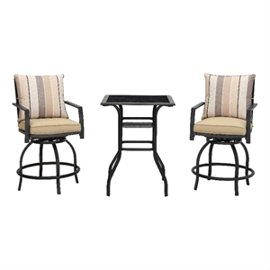 afuera living 3-piece metal outdoor bistro set in beige & black