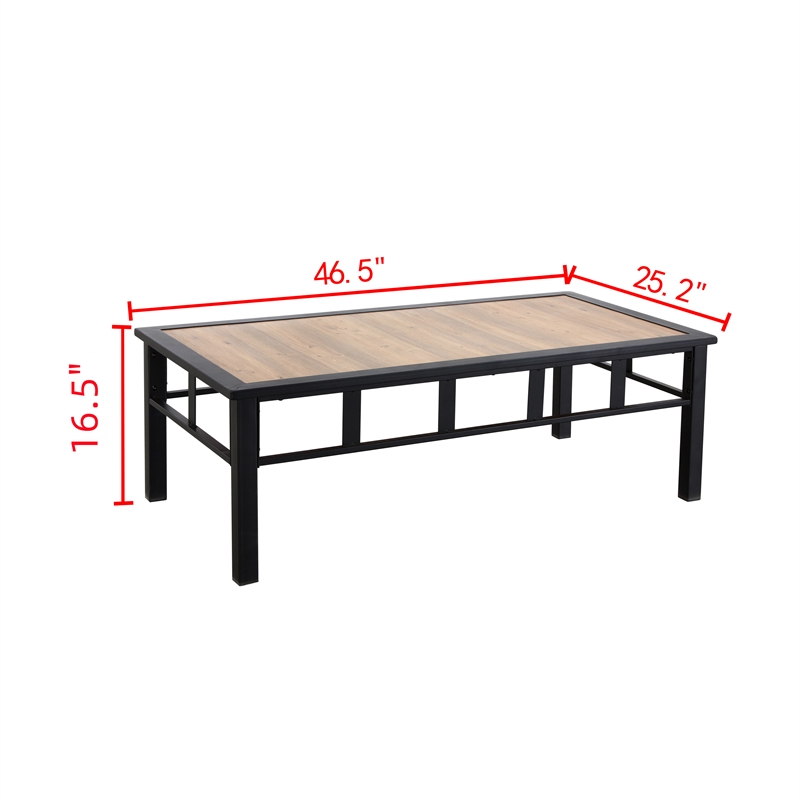 Afuera Living Metal Outdoor Coffee Table in Brown/Black Finish