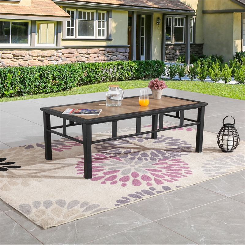 Afuera Living Metal Outdoor Coffee Table in Brown/Black Finish