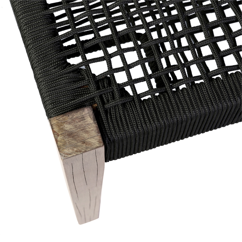 Afuera Living Fabric/Wood Indoor Outdoor Dining Bench in Charcoal/Natural