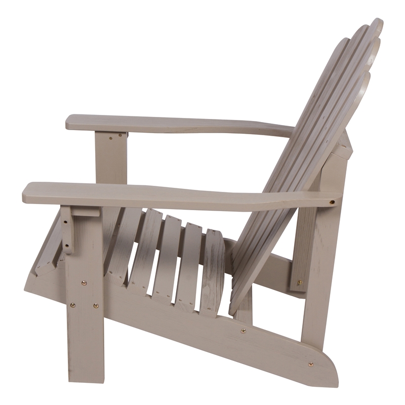 Afuera Living Traditional Cedar Wood Patio Porch Adirondack Chair in Gray