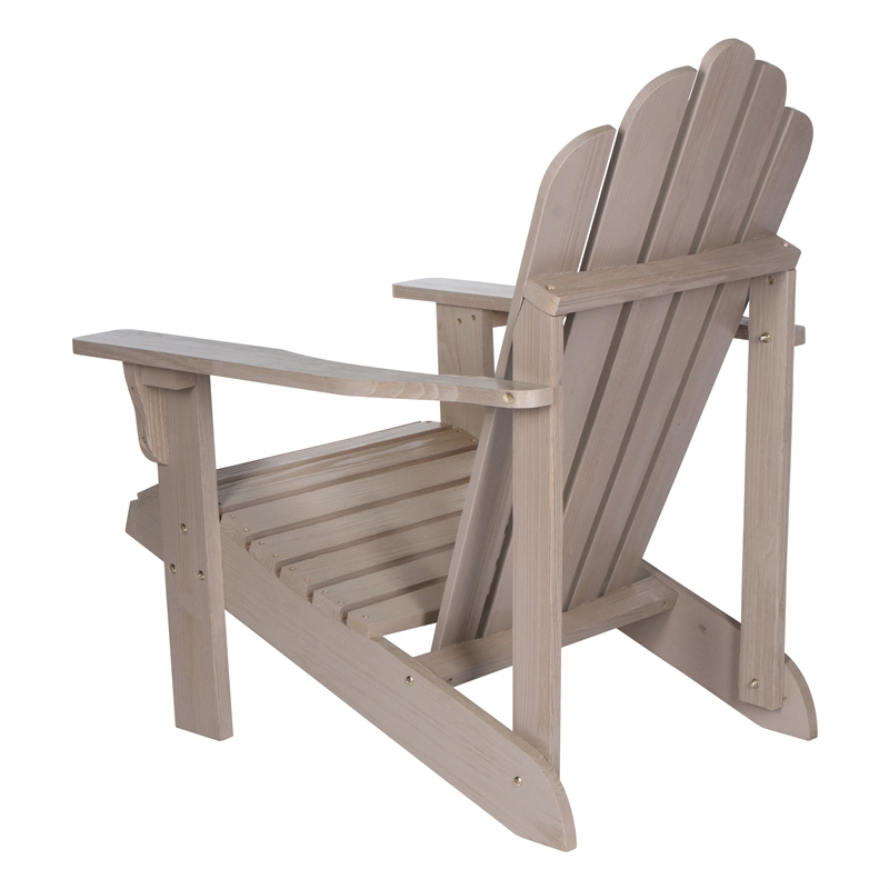 Afuera Living Traditional Cedar Wood Patio Porch Adirondack Chair in Gray