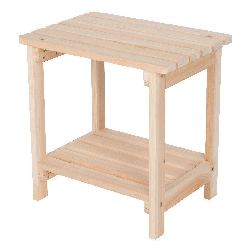 Afuera Living Rectangular Wood End Table Indoor/Outdoor Side Table in Beige