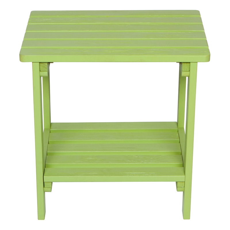 Afuera Living Rectangular Traditional Wooden Indoor/Outdoor Side Table in Green