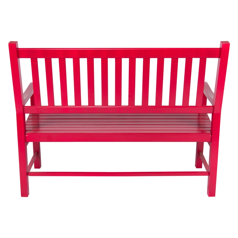 Afuera Living Traditional Hardwood Patio Porch Garden Bench in Red