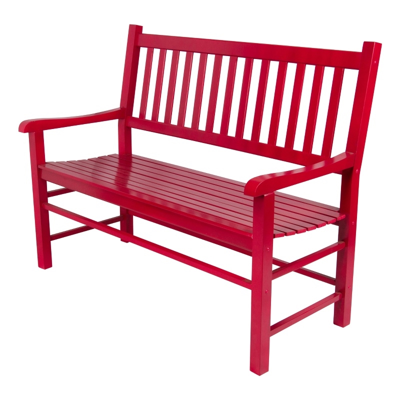 Afuera Living Traditional Hardwood Patio Porch Garden Bench in Red