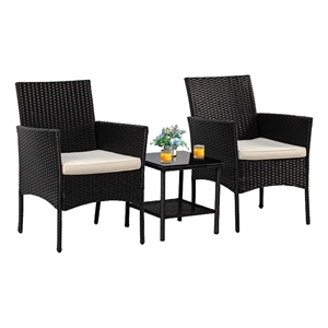 Afuera Living Rass 3-Piece Black Outdoor PE Wicker / Rattan Bistro Set