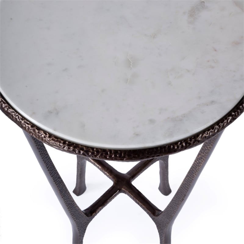 Afuera Living Contemporary Outdoor Marble Side Table In Bronze
