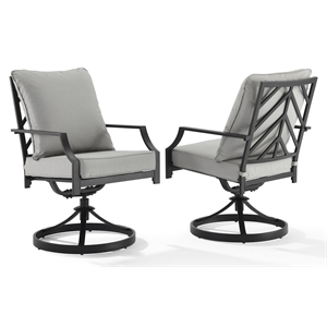 Afuera Living 19&quot Metal Outdoor Dining Chair in Black /Gray (Set of 2)