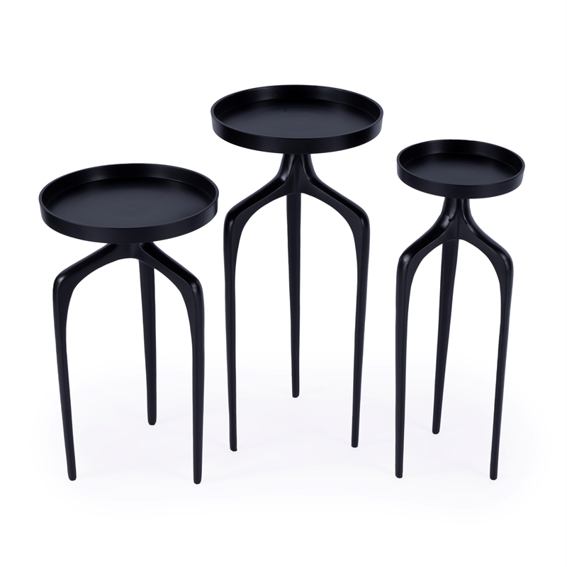 Afuera Living Contemporary Outdoor Scatter Table Set Of 3 - Black