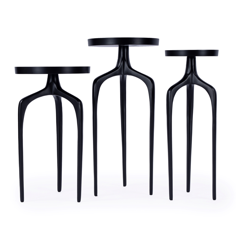 Afuera Living Contemporary Outdoor Scatter Table Set Of 3 - Black
