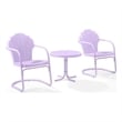 Afuera Living Modern 3 Piece Retro Outdoor Chair Set in Lavender