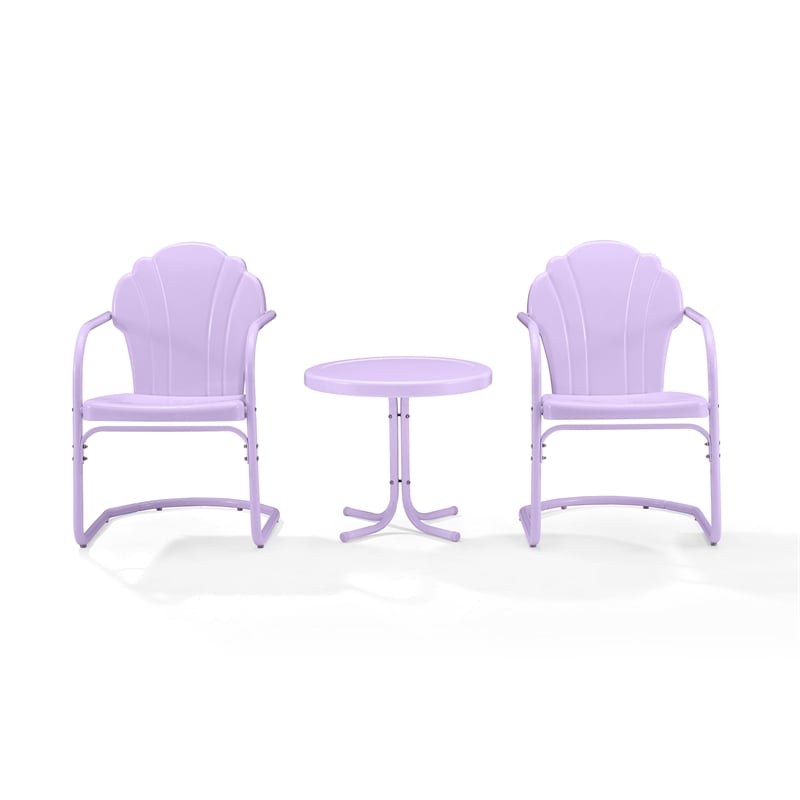 Afuera Living Modern 3 Piece Retro Outdoor Chair Set in Lavender