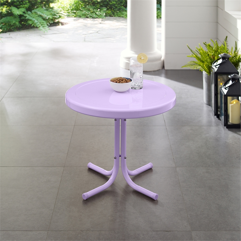Afuera Living Contemporary Retro Outdoor Side Table in Lavender