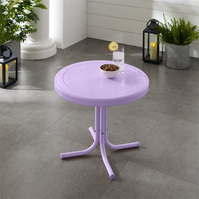 Afuera Living Contemporary Retro Outdoor Side Table in Lavender