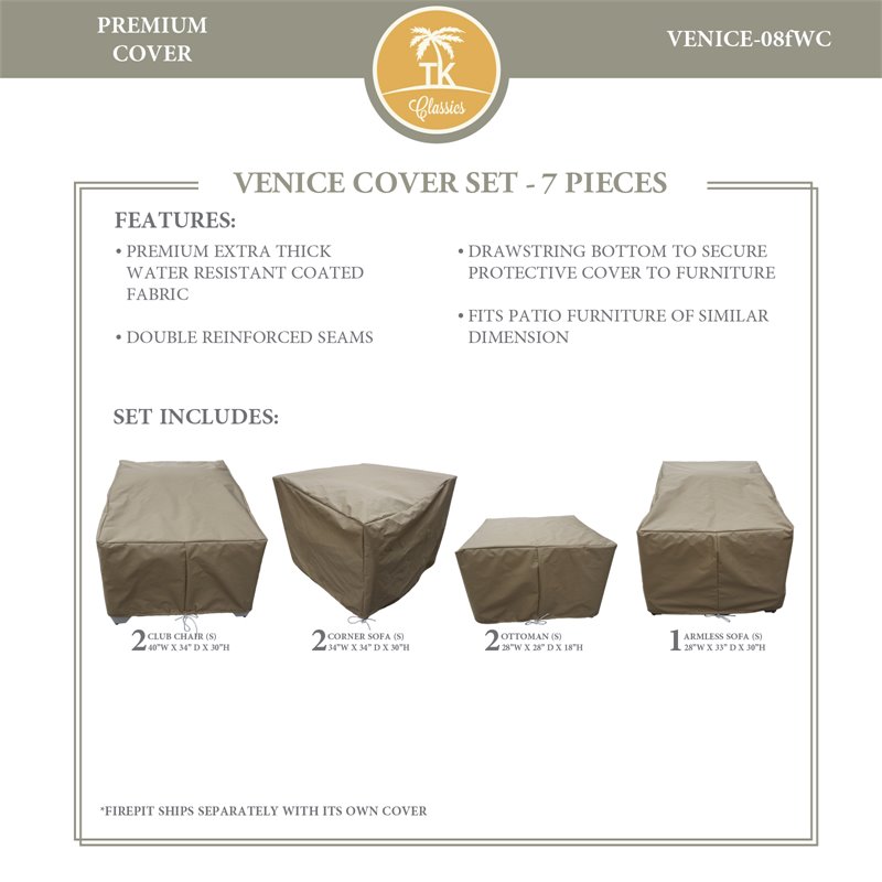 Afuera Living Contemporary Heavy Duty Fabric Protective Cover Set