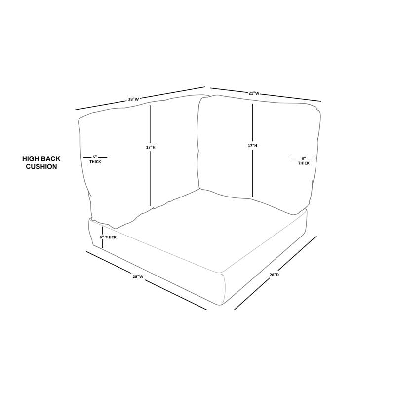 Afuera Living Weather & Water Resistant High Back Cushion Set