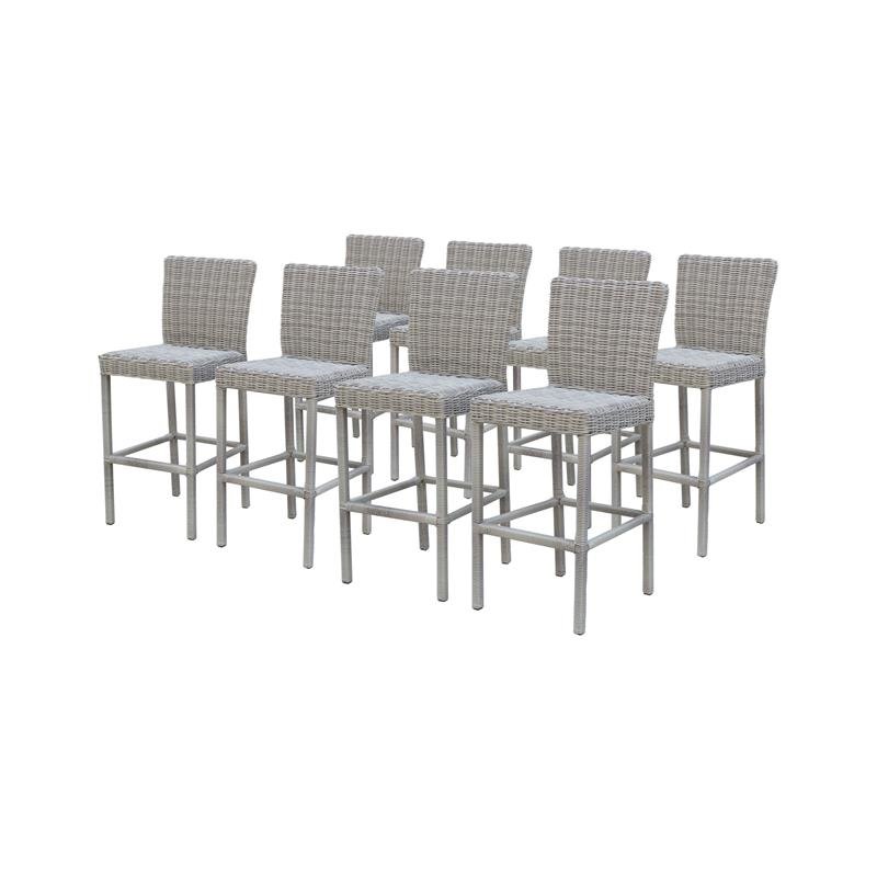 Afuera Living Contemporary Polyethylene Wicker 8 Barstools with Back