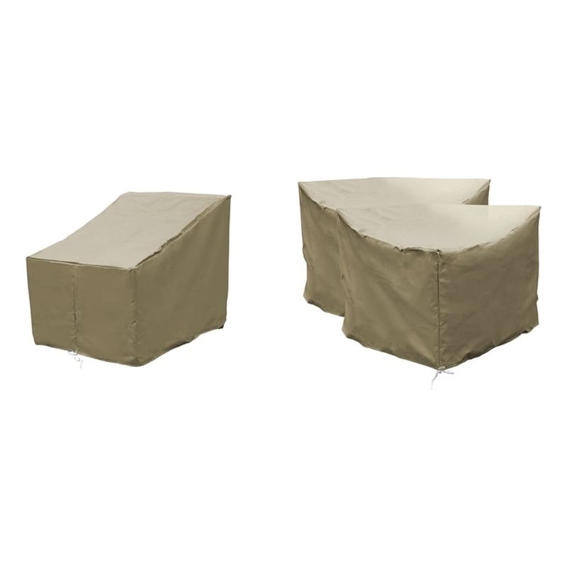 Afuera Living Contemporary Heavy Duty Fabric Protective Cover Set in Beige