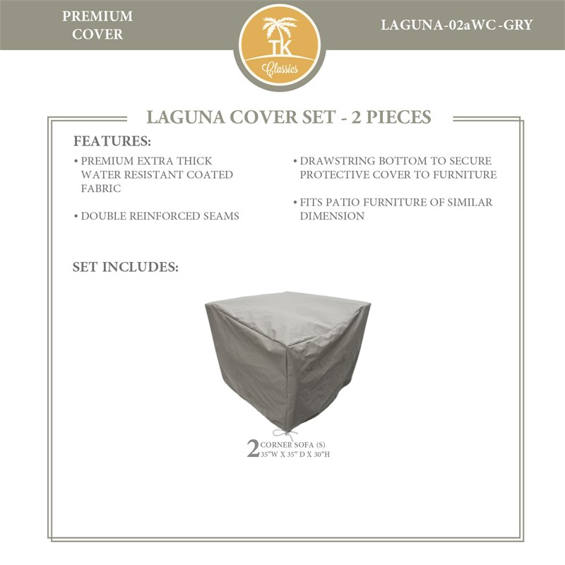 Afuera Living Contemporary Heavy Duty Fabric Protective Cover Set in Gray