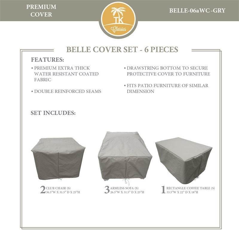 Afuera Living Contemporary Heavy Duty Fabric Protective Cover Set in Gray