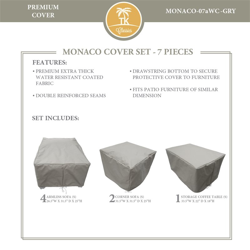Afuera Living Contemporary Heavy Duty Fabric Protective Cover Set in Gray
