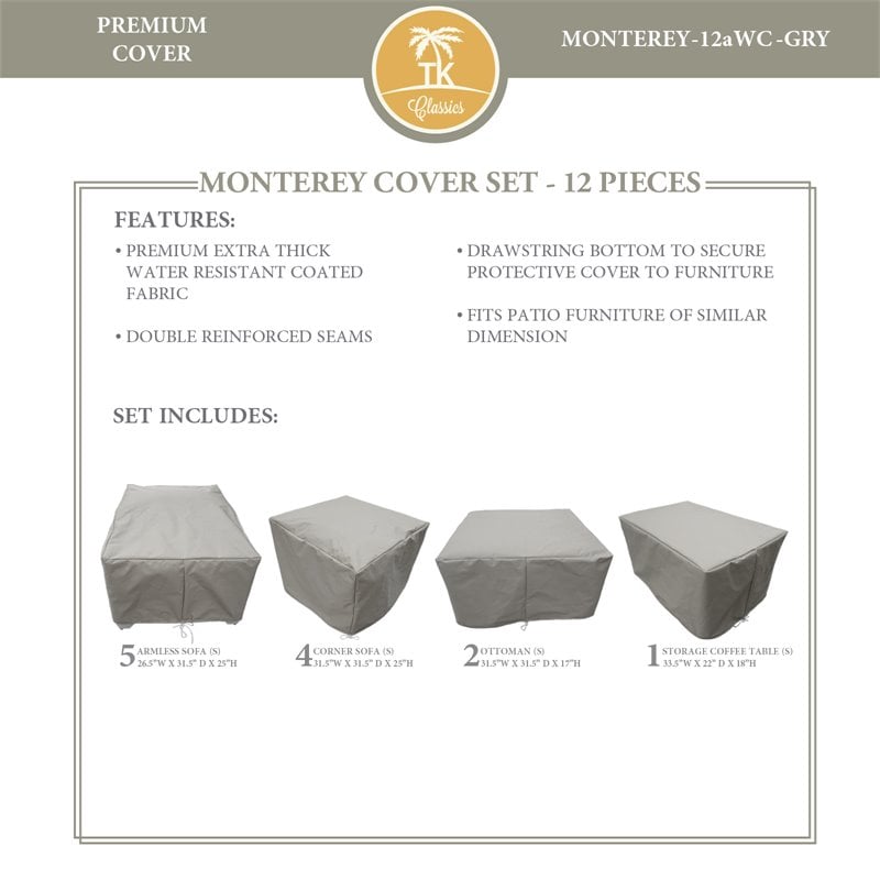 Afuera Living Contemporary Heavy Duty Fabric Protective Cover Set in Gray