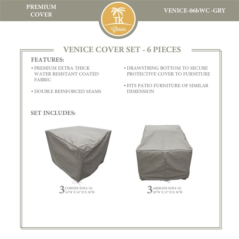 Afuera Living Contemporary Heavy Duty Fabric Protective Cover Set in Gray