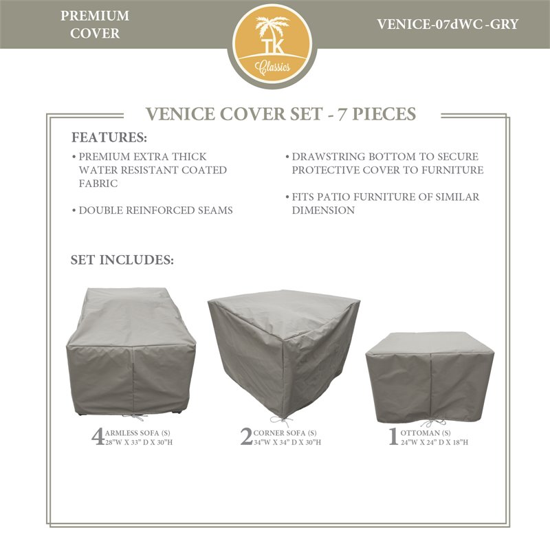 Afuera Living Contemporary Heavy Duty Fabric Protective Cover Set in Gray