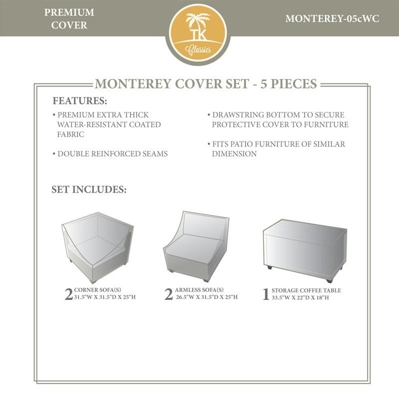 Afuera Living Contemporary 5 Piece All Weather Cover Set in Beige