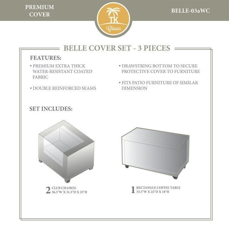 Afuera Living Contemporary 3 Piece All Weather Cover Set in Beige