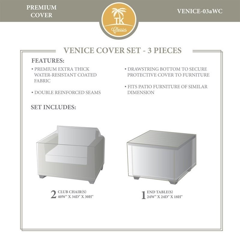Afuera Living Contemporary 3 Piece All Weather Cover Set in Beige