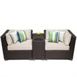 Afuera Living Contemporary 3 Piece Patio Wicker Sofa Set in Beige